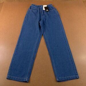 Converse Mens Size XS Dark Wash Denim Elastic Waist Open Hem Baggy Fit Jeans NWT